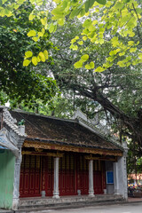 An old temple under the shade of trees near Hoan Kiem Lake, central of Hanoi.