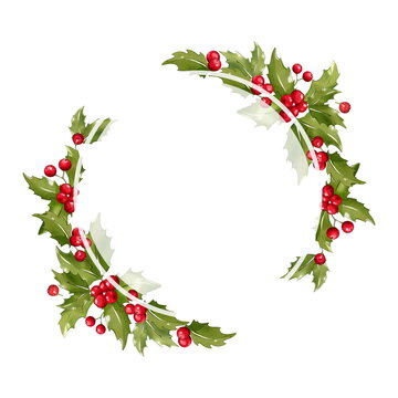 Christmas frame made of mistletoe. Festive decoration