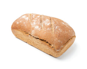 Homemade rye bread isolated on a white background.