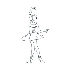 continuous line illustration of ballet dancer