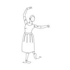 continuous line illustration of ballet dancer