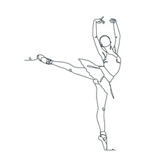 continuous line illustration of ballet dancer