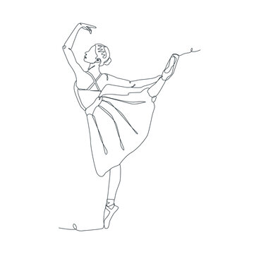 continuous line illustration of ballet dancer