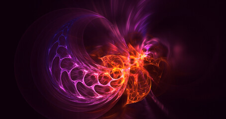 3D rendering abstract multicolor technology fractal light background