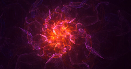 Naklejka premium 3D rendering abstract multicolor technology fractal light background