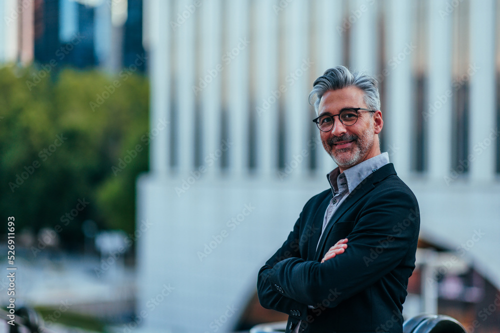 Canvas Prints Confident manager posing in city