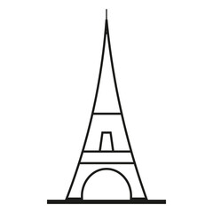 icon with black eiffel tower. Vector illustration. stock image.
