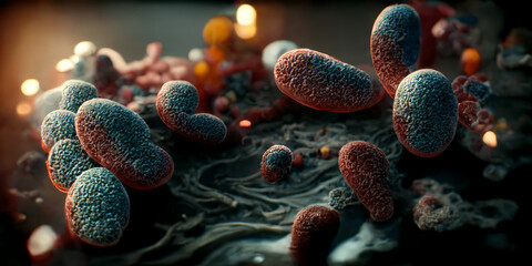 Germs Bacteria Virus Microorganisms Parasites 3D Illustration - obrazy, fototapety, plakaty