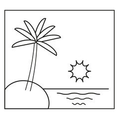 black island sun icon. Summer vacation. Vector illustration. stock image.