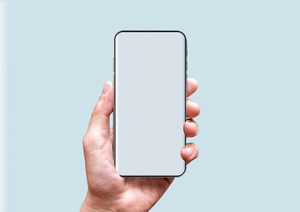 blank screen of smart phone in hand