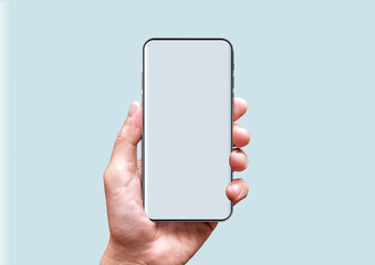 blank screen of smart phone in hand