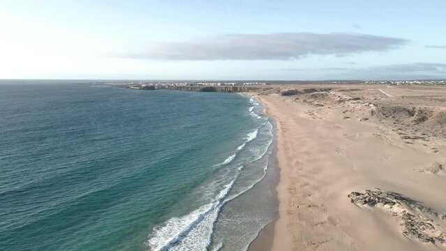 Cotillo Beach Piedra Playa, Fuerteventura, Canary Islands. Aerial view.