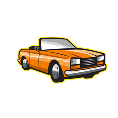 Vintage Cabriolet Top-Down Car Isolated Retro