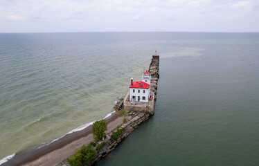 Fairport Harbor West Breakwater Light in Lake Erie, Ohio.