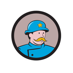 New York Policeman Vintage Circle Cartoon