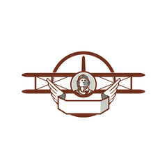 World War 1 Pilot Airman Spad Biplane Circle Retro © Redwater Vectors