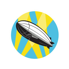 Zeppelin Blimp Flying Overhead Circle Retro © Redwater Vectors