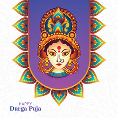 .Indian festival goddess durga face holiday celebration card background