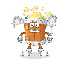 beer mug very angry mascot. cartoon vector