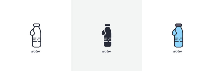 water icon. Line, solid and filled outline colorful version, outline and filled vector sign. Idea Symbol, logo illustration. Vector graphics