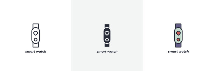 smart watch icon. Line, solid and filled outline colorful version, outline and filled vector sign. Idea Symbol, logo illustration. Vector graphics