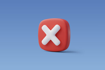 Obraz premium 3d Vector Wrong Checkmark box, Disapprove or Wrong Choice concept.