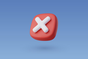 3d Vector Wrong Checkmark box, Disapprove or Wrong Choice concept. - obrazy, fototapety, plakaty
