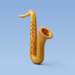 3d Vector Golden saxophone, Music and Instrument concept.