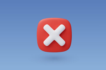 Obraz premium 3d Vector Wrong Checkmark box, Disapprove or Wrong Choice concept.