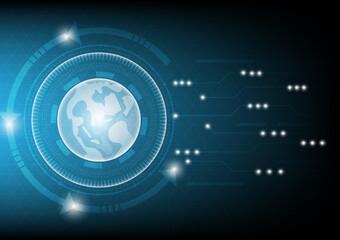 World future technology network background vector.