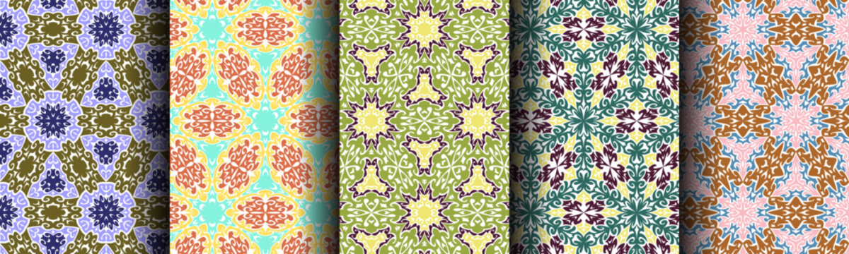 ethnic seamless pattern set bundle abstract