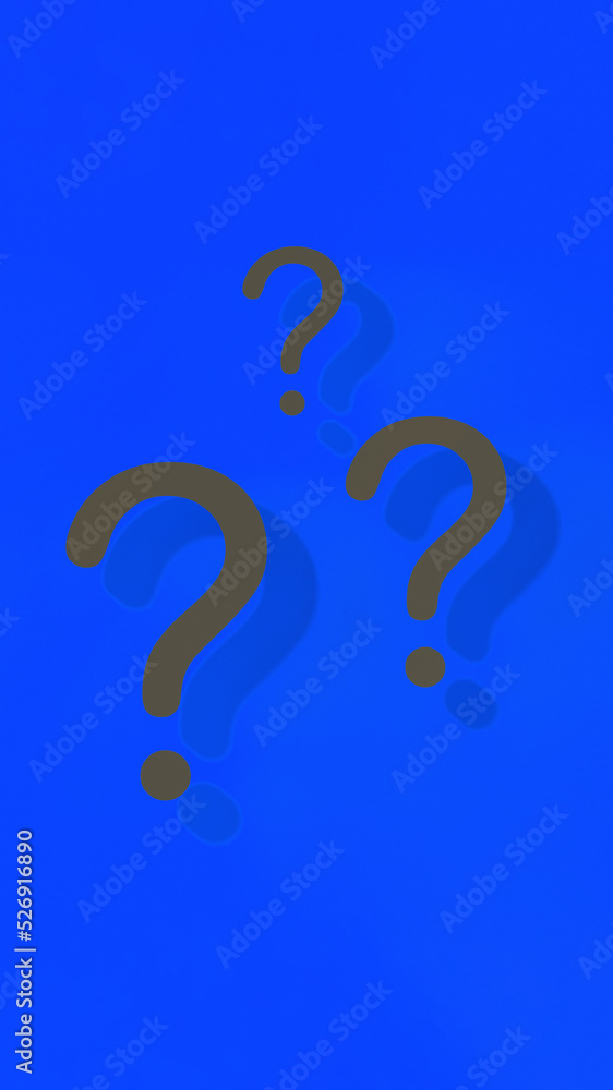 Fototapete question marks with shadow on blue background. technical support. answers to questions. vertical ima