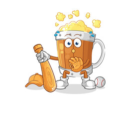 beer mug baseball Catcher cartoon. cartoon mascot vector
