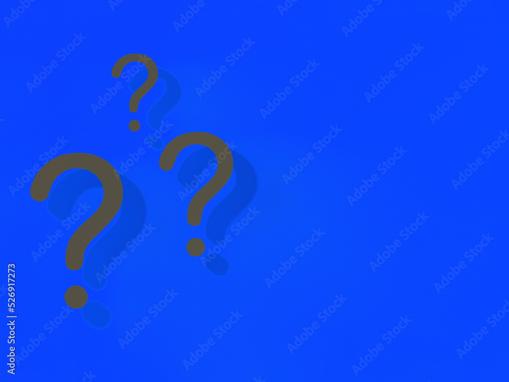 Fototapete question marks with shadow on blue background. technical support. answers to questions. horizontal i