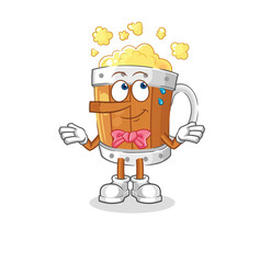 beer mug lie like Pinocchio character. cartoon mascot vector
