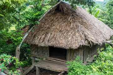 Fototapeta na wymiar A traditional stilt house of Muong ethnic people in Giang Mo village, Hoa Binh province, Vietnam.