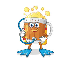 beer mug diver cartoon. cartoon mascot vector