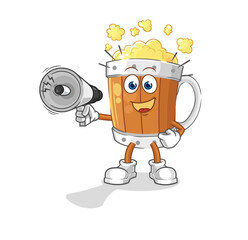 beer mug holding hand loudspeakers vector. cartoon character