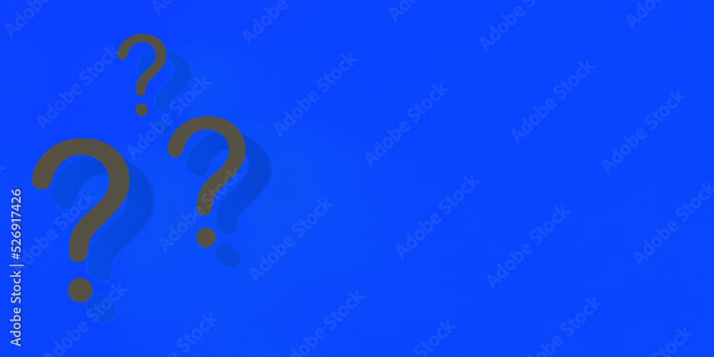 Fototapete question marks with shadow on blue background. technical support. answers to questions. banner for i