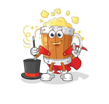 beer mug magician illustration. character vector