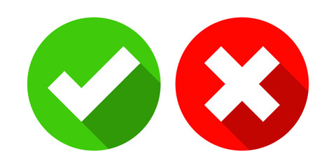 Check and cross circular icon design vector. Yes no symbol illustration.	