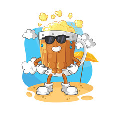 beer mug sunbathing in summer. character vector