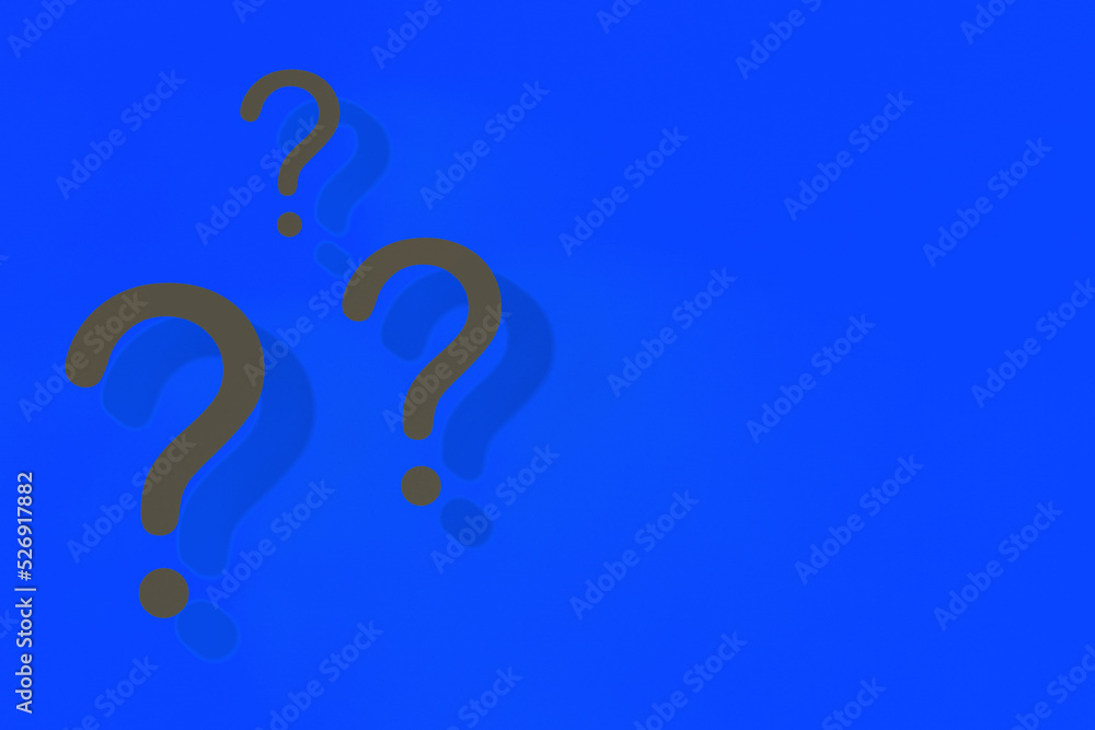 Fototapete question marks with shadow on blue background. technical support. answers to questions. horizontal i