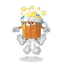 beer mug fart jumping illustration. character vector