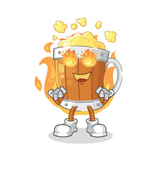 beer mug on fire mascot. cartoon vector
