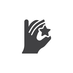 Hand with star vector icon
