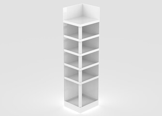 Display stand, retail display stand for product , display stands isolated on white background. 3d illustration