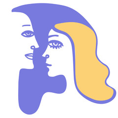 illustration of a man and woman profiles