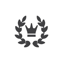 Crown and laurel wreath vector icon