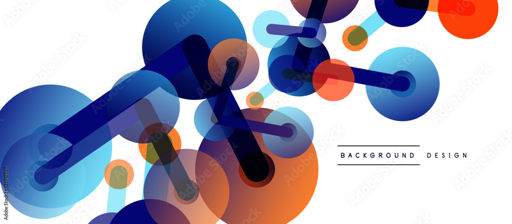 Poster line points connections geometric abstract background. circles connected by lines. trendy techno bus